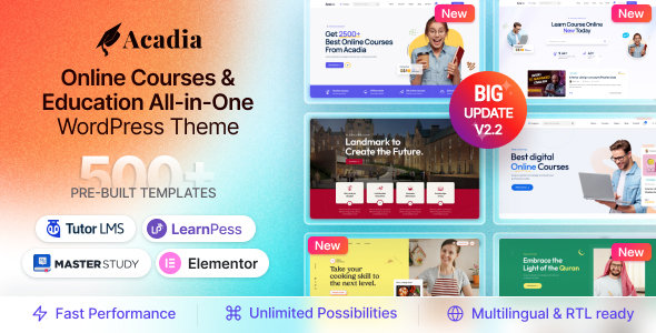 Acadia – University & Online Course WordPress Theme