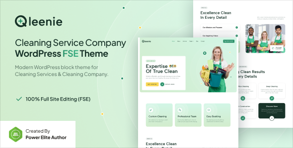Qleenie – Cleaning Service Company FSE WordPress Theme