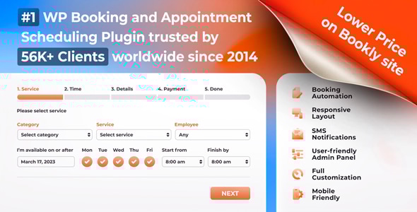 Bookly PRO - Appointment Booking and Scheduling Software System Wordpress Plugin