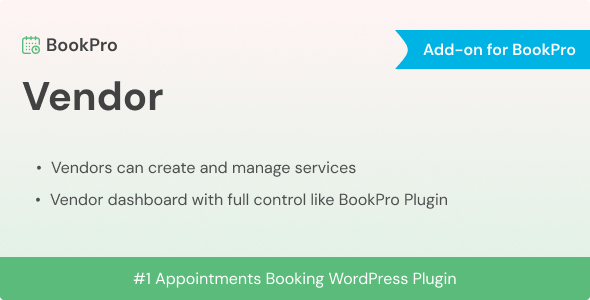 Vendor Add-on for BookPro WordPress Plugin