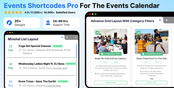 The Events Calendar Shortcode and Templates Pro WordPress Plugin
