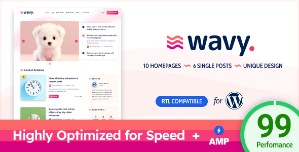 Wavy - Modern & Lightweight Blog for WordPress Theme